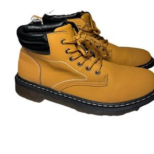 Tan and Black Boots with Sturdy Sole and Padded Collar